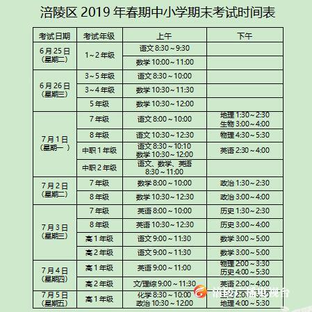 25号中小学生期末考试来了！考试时间、考试科目……点这里！